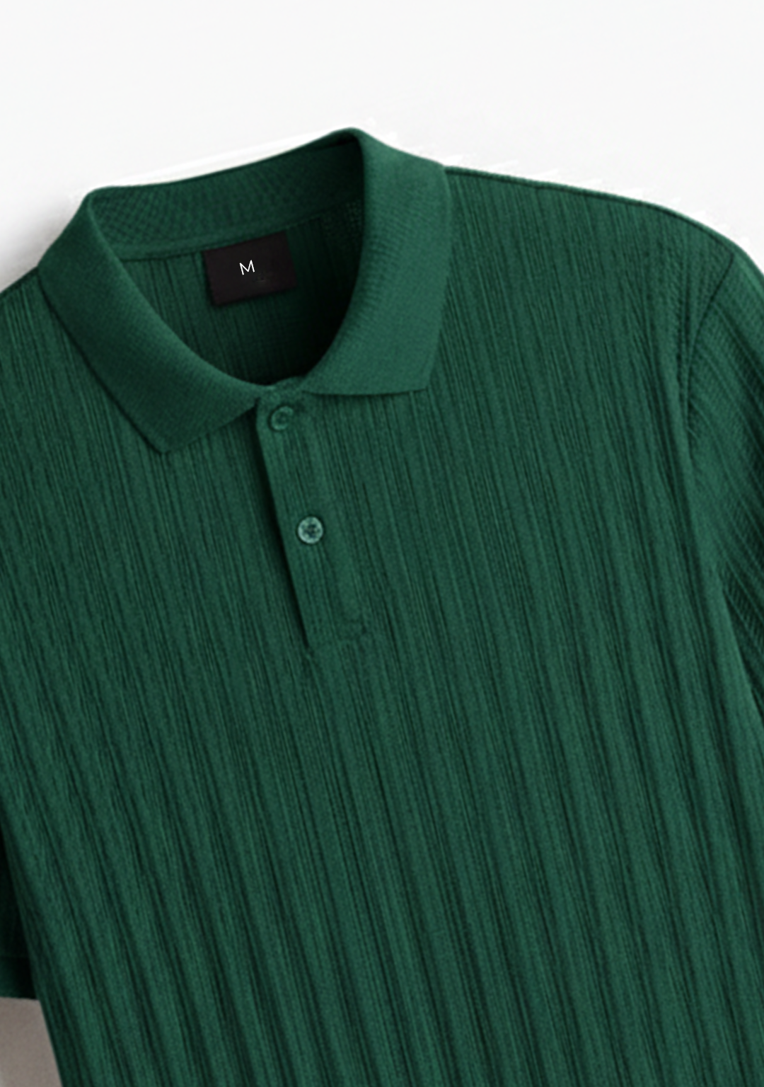 Men’s Ribbed Polo Sweatshirt Short Sleeve – Forest Green