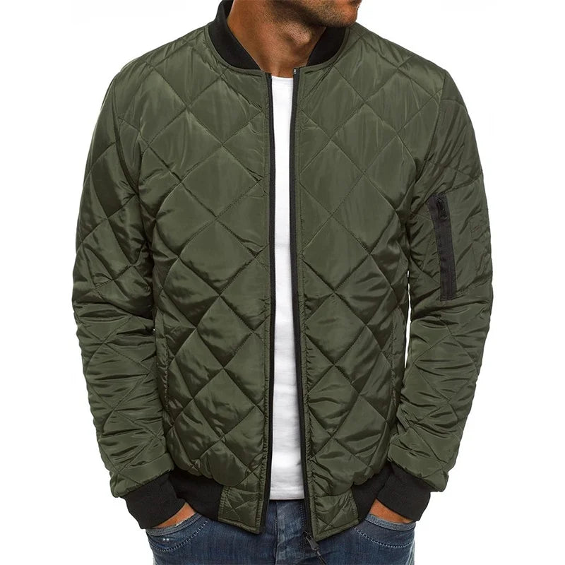 Men's diamond-quilted bomber jacket, product view