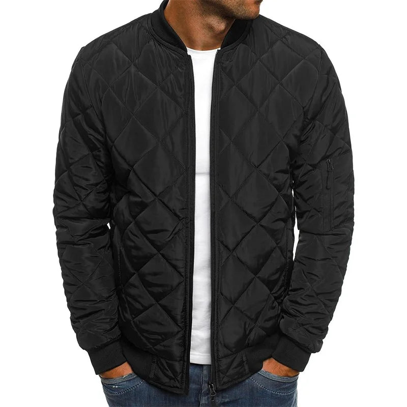 Men's diamond-quilted bomber jacket, product view