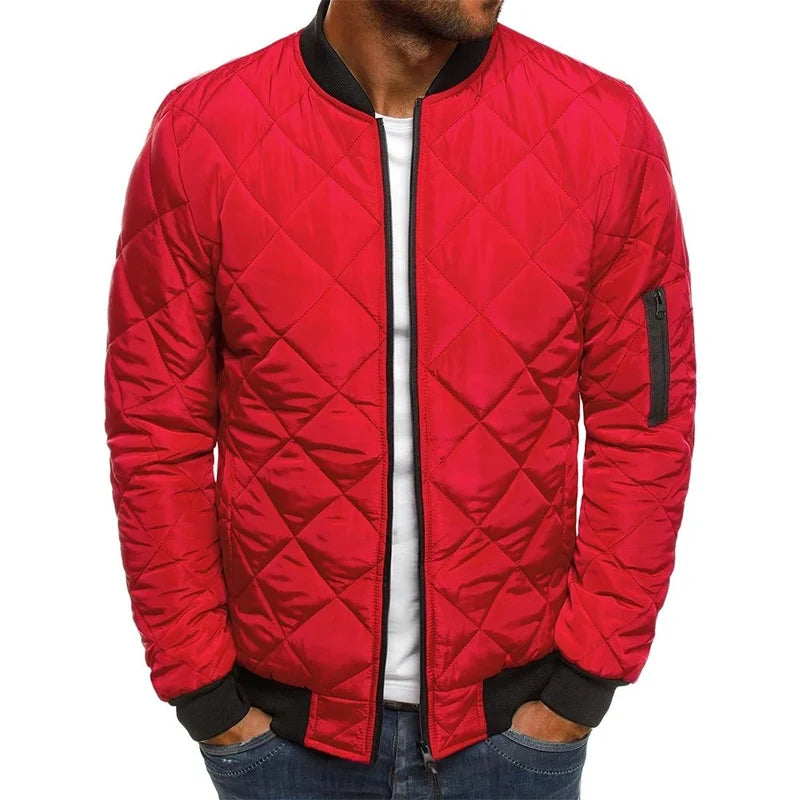 Men's diamond-quilted bomber jacket, product view
