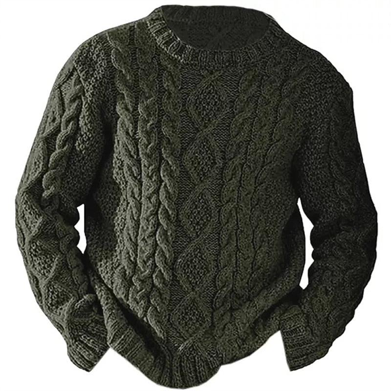 Men's Aran cable knit sweater, product view