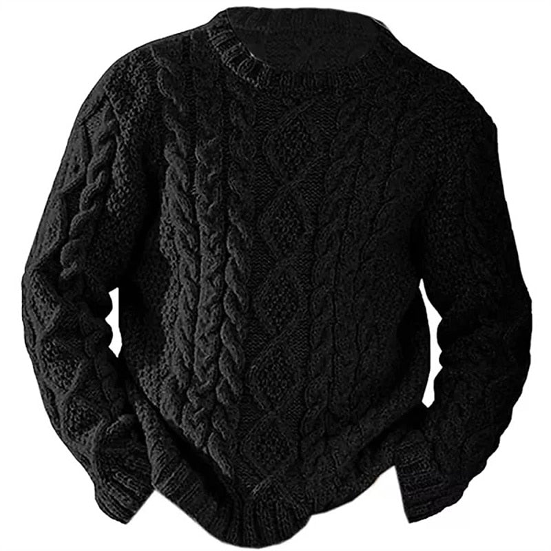 Men's Aran cable knit sweater, product view
