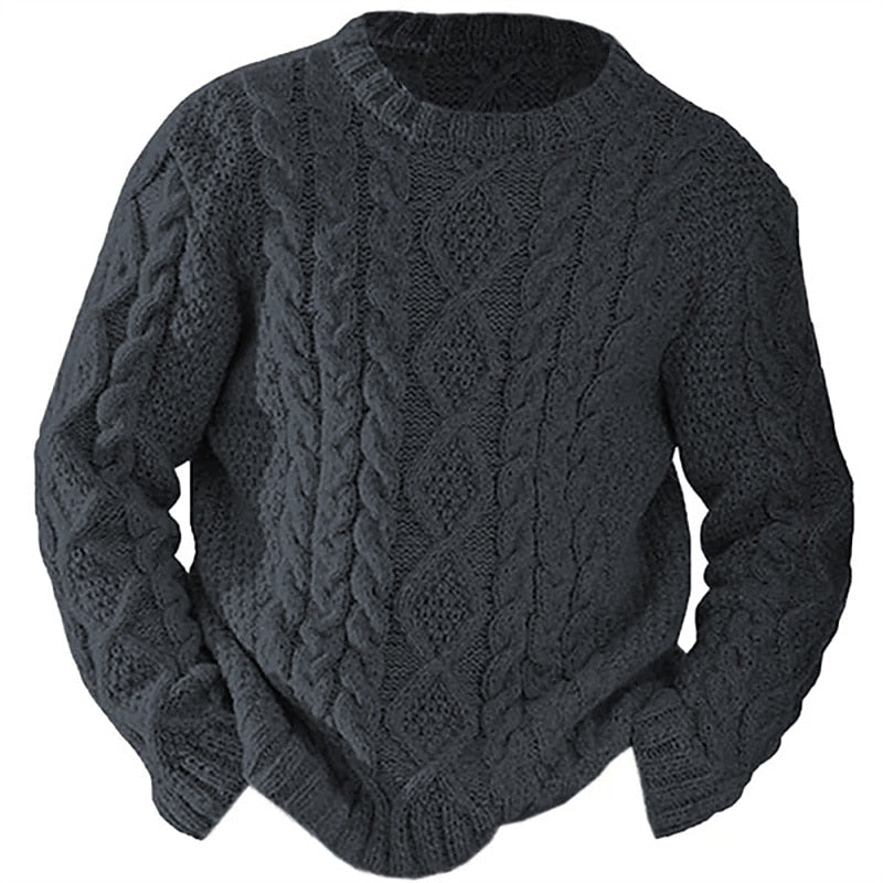 Men's Aran cable knit sweater, product view