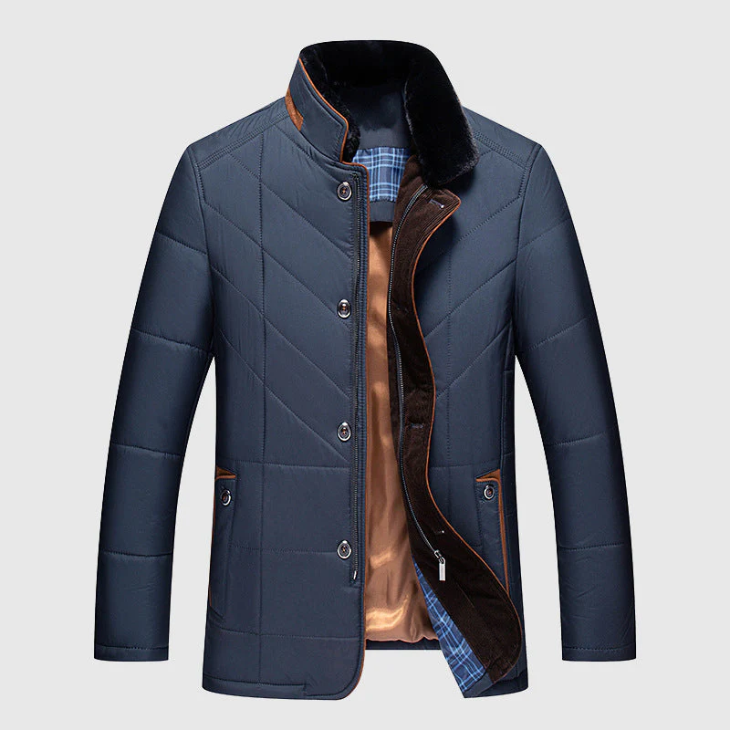 Men's quilted faux-fur collar jacket, product view