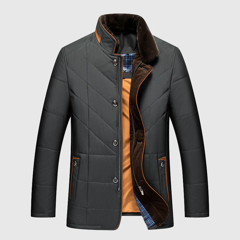 Men's quilted faux-fur collar jacket, product view