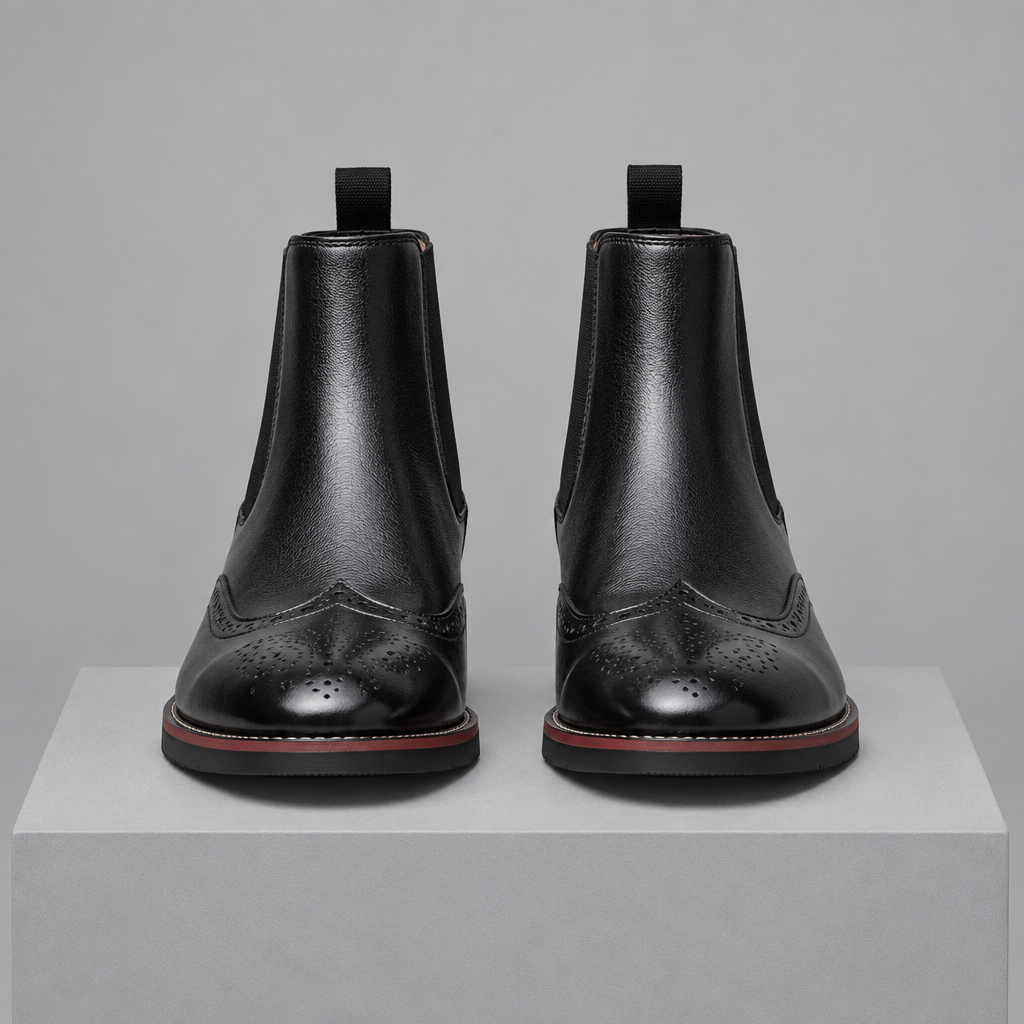 Men's Leather Brogue Chelsea Boots
