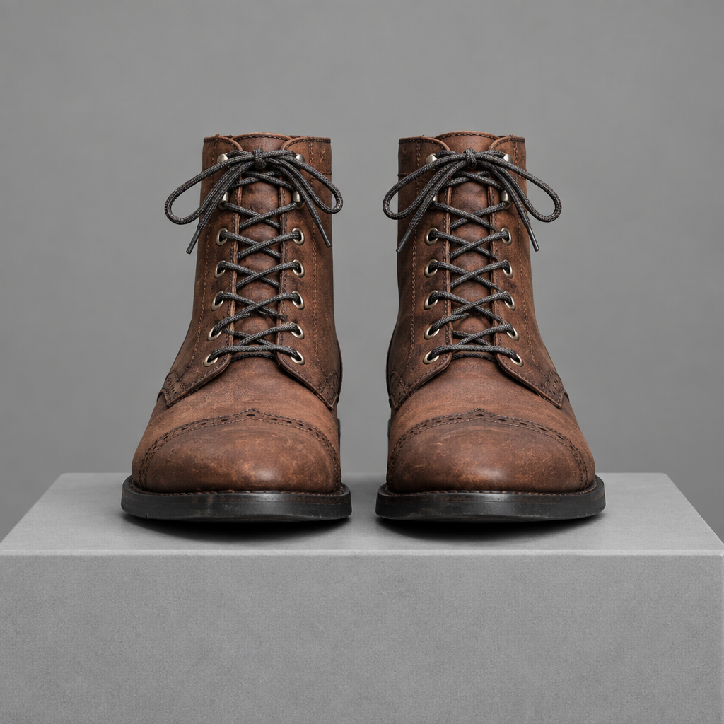 Men's Leather Brogue Dress Boots