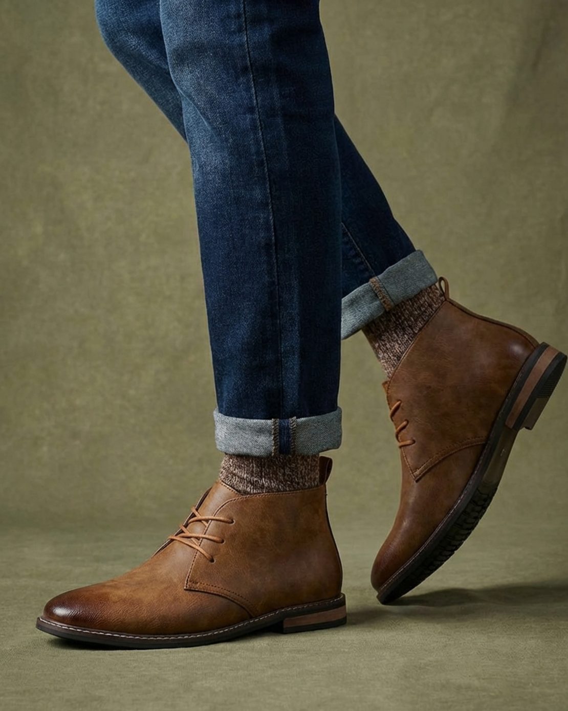 Men's full-grain leather lace-up chukka boots, product view
