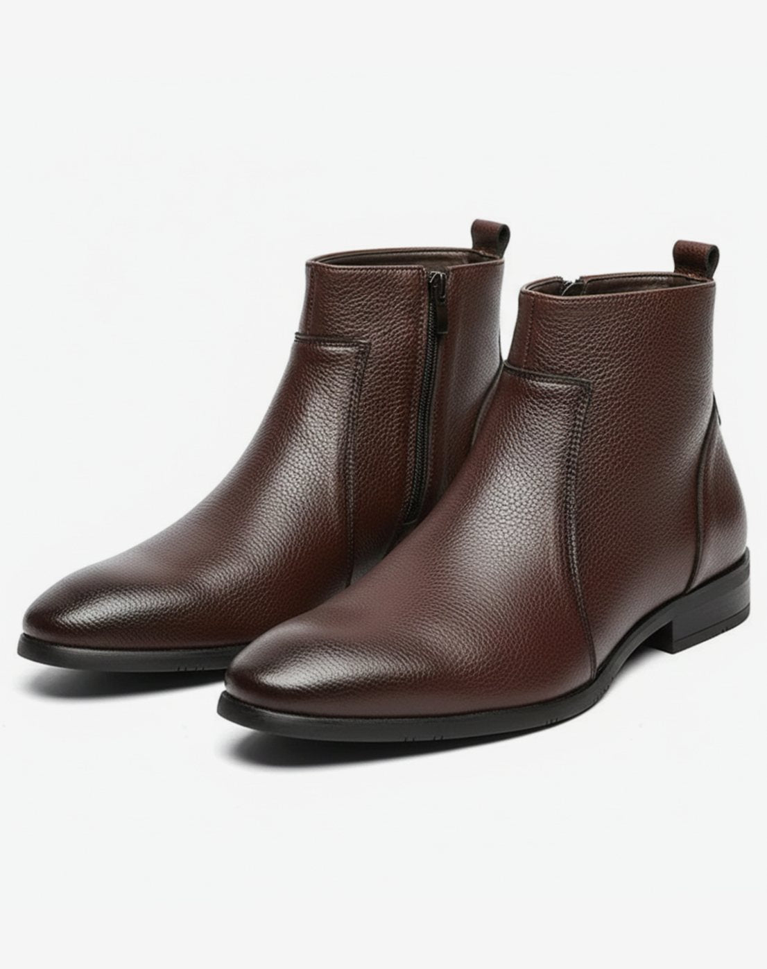 Men's pointed-toe side-zip leather boots, product view