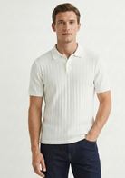 Men’s Ribbed Polo Sweatshirt Short Sleeve – Pearl White