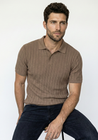 Men’s Ribbed Polo Sweatshirt Short Sleeve – Mocha Brown