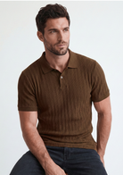 Men’s Ribbed Polo Sweatshirt Short Sleeve - Burgundy