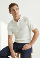 Men’s Ribbed Polo Sweatshirt Short Sleeve – Pearl White