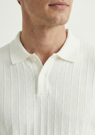 Men’s Ribbed Polo Sweatshirt Short Sleeve – Pearl White