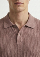 Men’s Ribbed Polo Sweatshirt Short Sleeve – Rose Pink