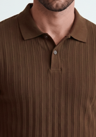 Men’s Ribbed Polo Sweatshirt Short Sleeve - Burgundy