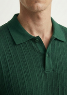 Men’s Ribbed Polo Sweatshirt Short Sleeve – Forest Green