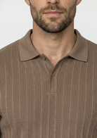 Men’s Ribbed Polo Sweatshirt Short Sleeve – Mocha Brown