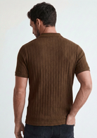 Men’s Ribbed Polo Sweatshirt Short Sleeve - Burgundy