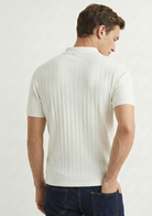 Men’s Ribbed Polo Sweatshirt Short Sleeve – Pearl White