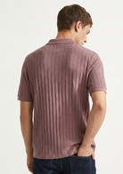 Men’s Ribbed Polo Sweatshirt Short Sleeve – Rose Pink