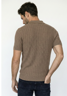 Men’s Ribbed Polo Sweatshirt Short Sleeve – Mocha Brown