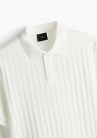 Men’s Ribbed Polo Sweatshirt Short Sleeve – Pearl White
