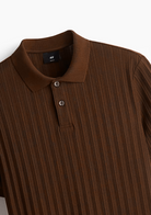 Men’s Ribbed Polo Sweatshirt Short Sleeve - Burgundy