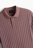 Men’s Ribbed Polo Sweatshirt Short Sleeve – Rose Pink