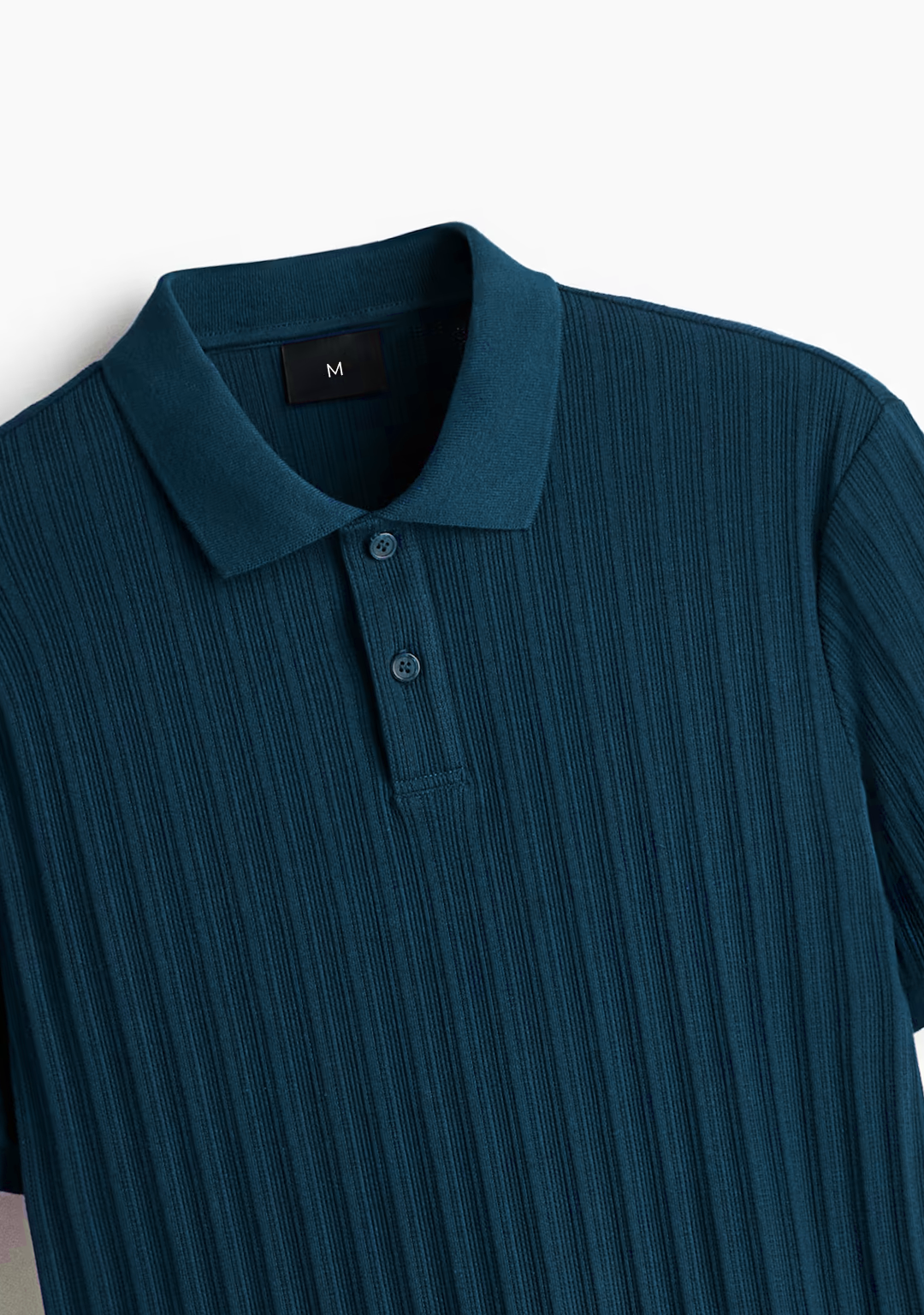 Men’s Ribbed Polo Sweatshirt Short Sleeve – Aqua Blue