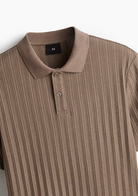 Men’s Ribbed Polo Sweatshirt Short Sleeve – Mocha Brown