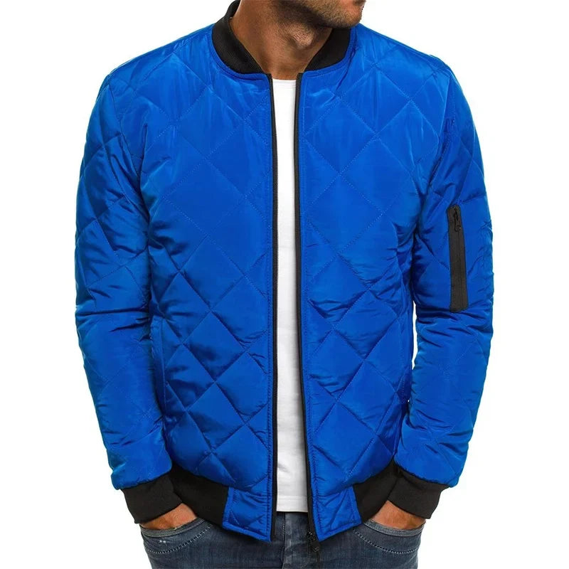 Men's diamond-quilted bomber jacket, product view