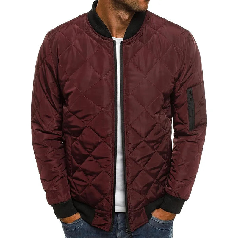 Men's diamond-quilted bomber jacket, product view