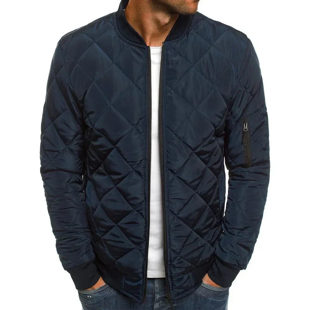 Men's diamond-quilted bomber jacket, product view