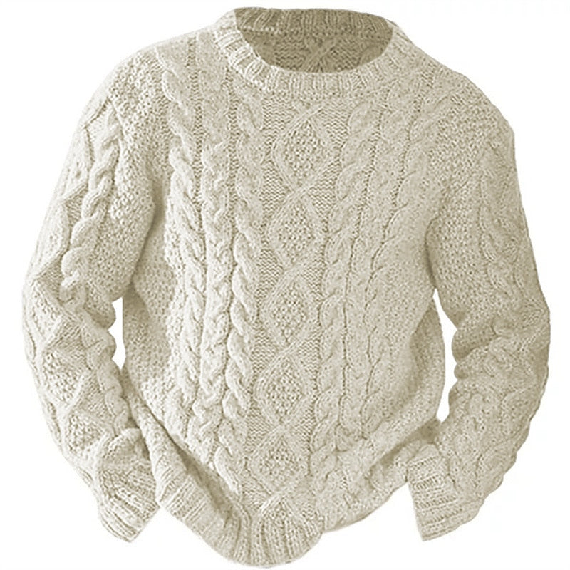 Men's Aran cable knit sweater, product view