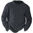 Men's Aran cable knit sweater, product view