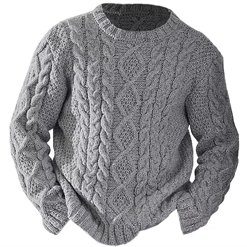 Men's Aran cable knit sweater, product view