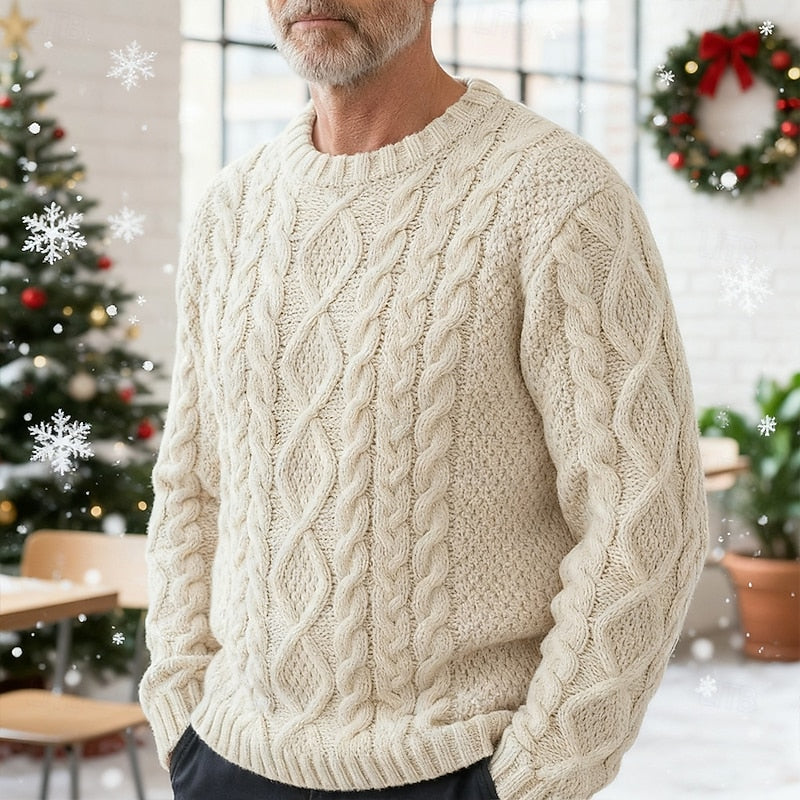 Men's Aran cable knit sweater, product view