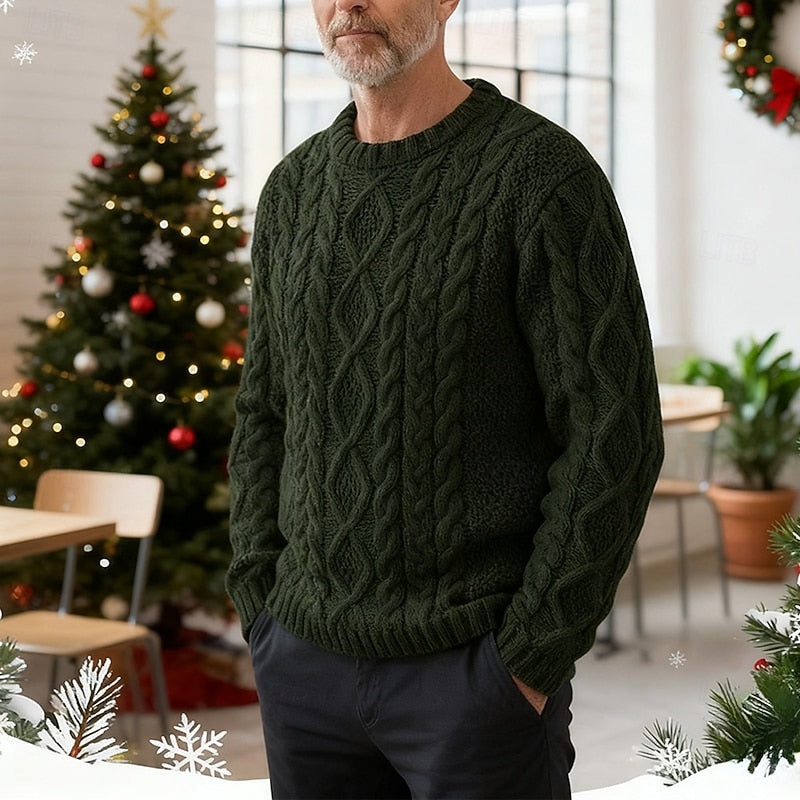 Men's Aran cable knit sweater, product view