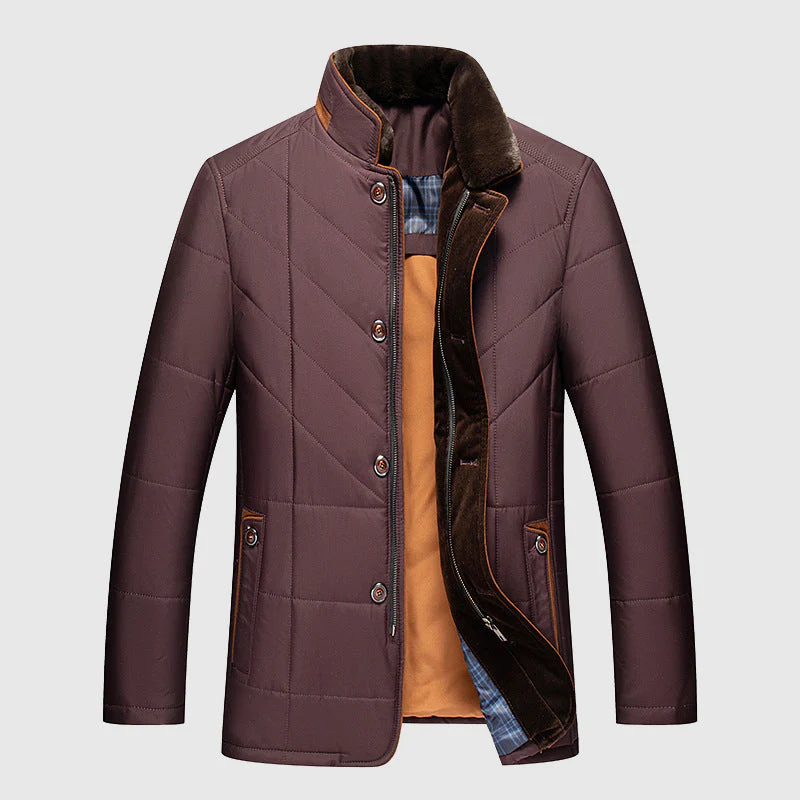 Men's quilted faux-fur collar jacket, product view