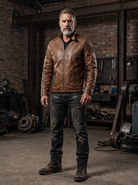 Brown Leather Biker Jacket (Men)