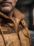 Brown Leather Jacket With Hood (Men)