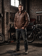 Brown Leather Jacket Detachable Hood (Men)