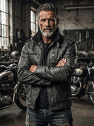 Black Leather Jacket Classic Fit (Men)