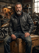 Black Leather Jacket Classic Fit (Men)