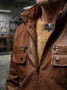 Brown Fleece Biker Jacket (Men)