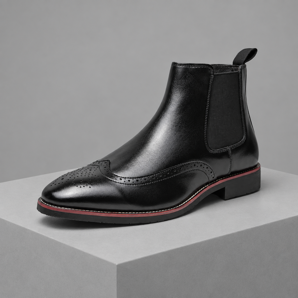 Men's Leather Brogue Chelsea Boots
