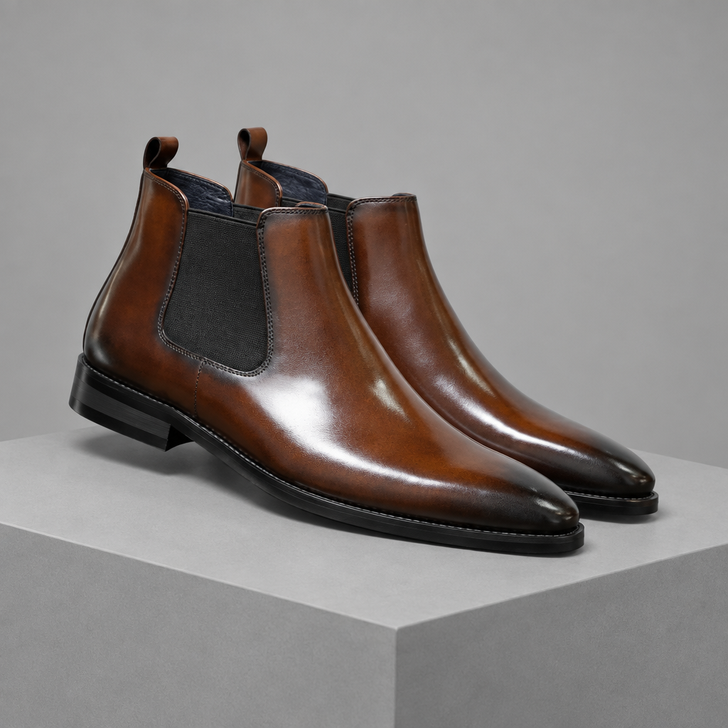 Men's Burnished Leather Chelsea Boots