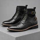 Men's Leather Buckle Combat Boots