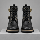 Men's Leather Buckle Combat Boots